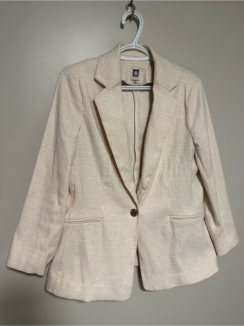 Anne Klein Ivory Textured Single-Button Blazer